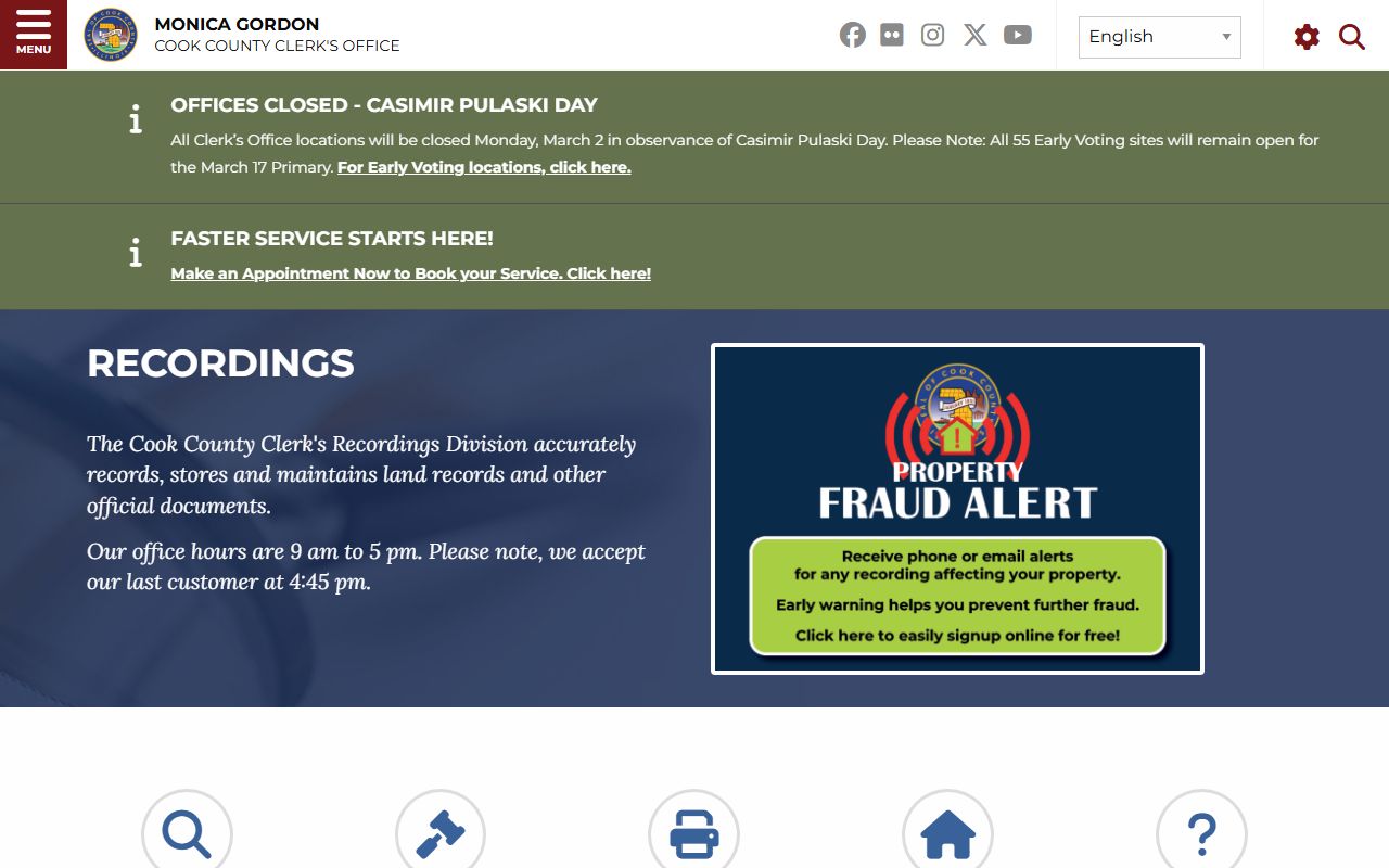 Chicago deed records handled by Cook County Clerk Recordings Division