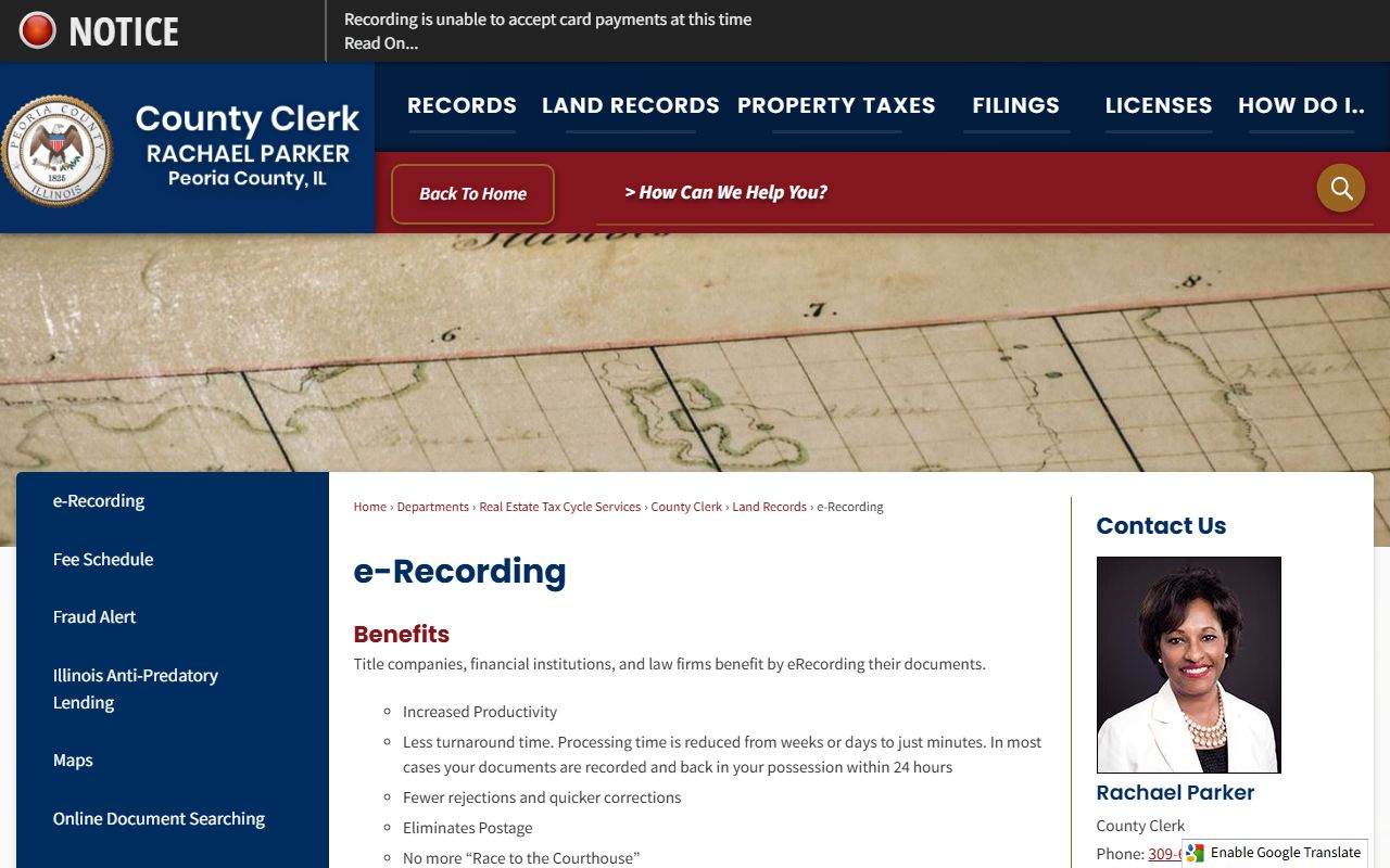 Peoria County eRecording and deed records access page