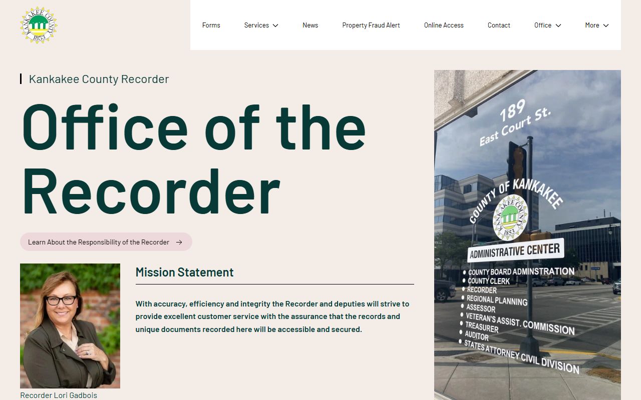 Kankakee County Recorder homepage for deed records