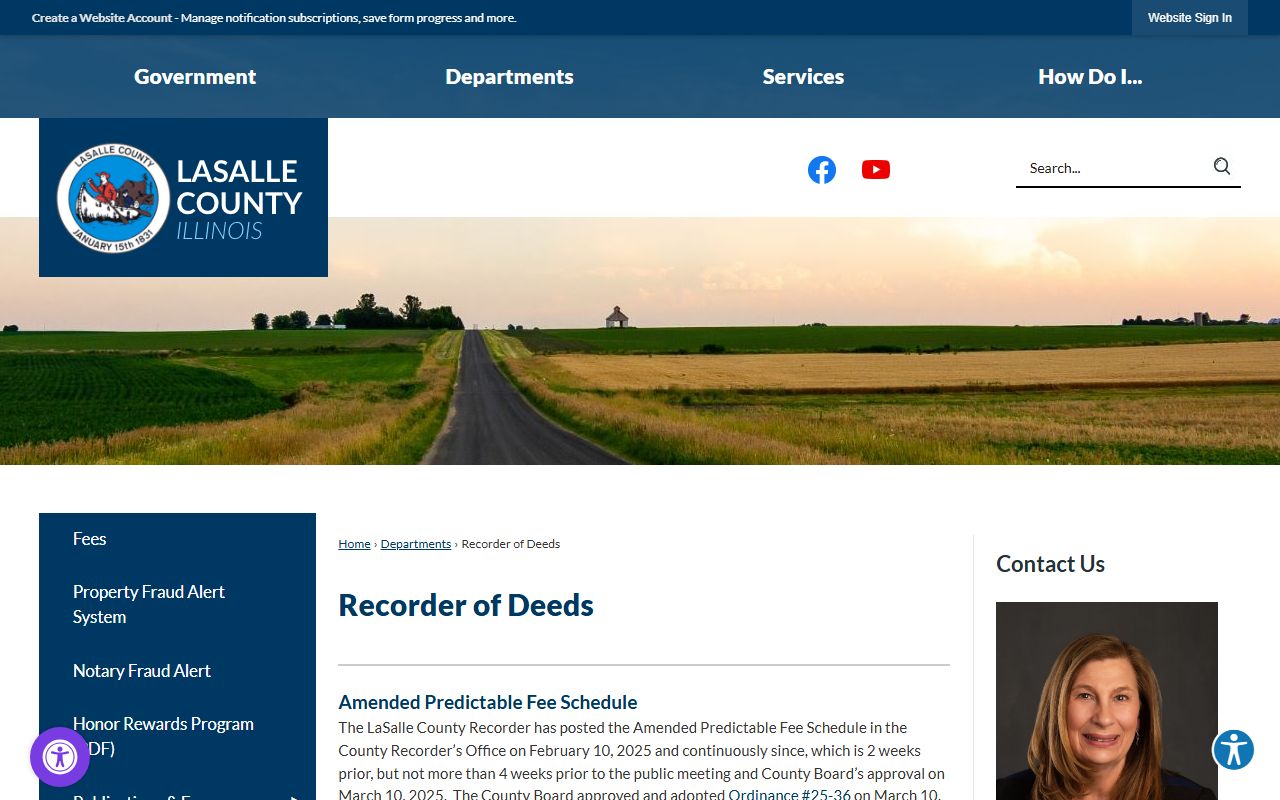 LaSalle County Recorder of Deeds homepage for searching deed records
