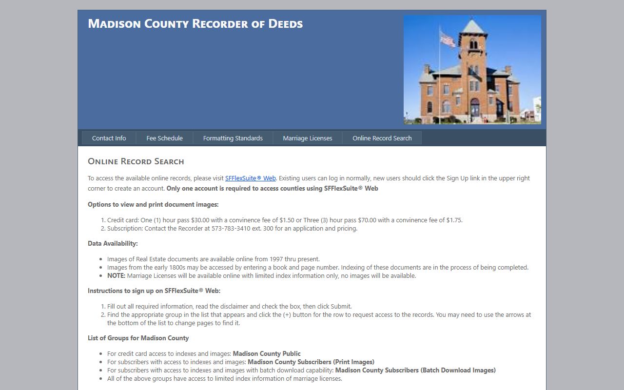 Madison County online records portal for searching deed records
