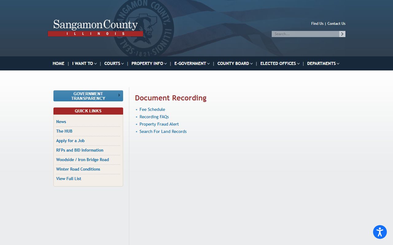 Sangamon County document recording information page