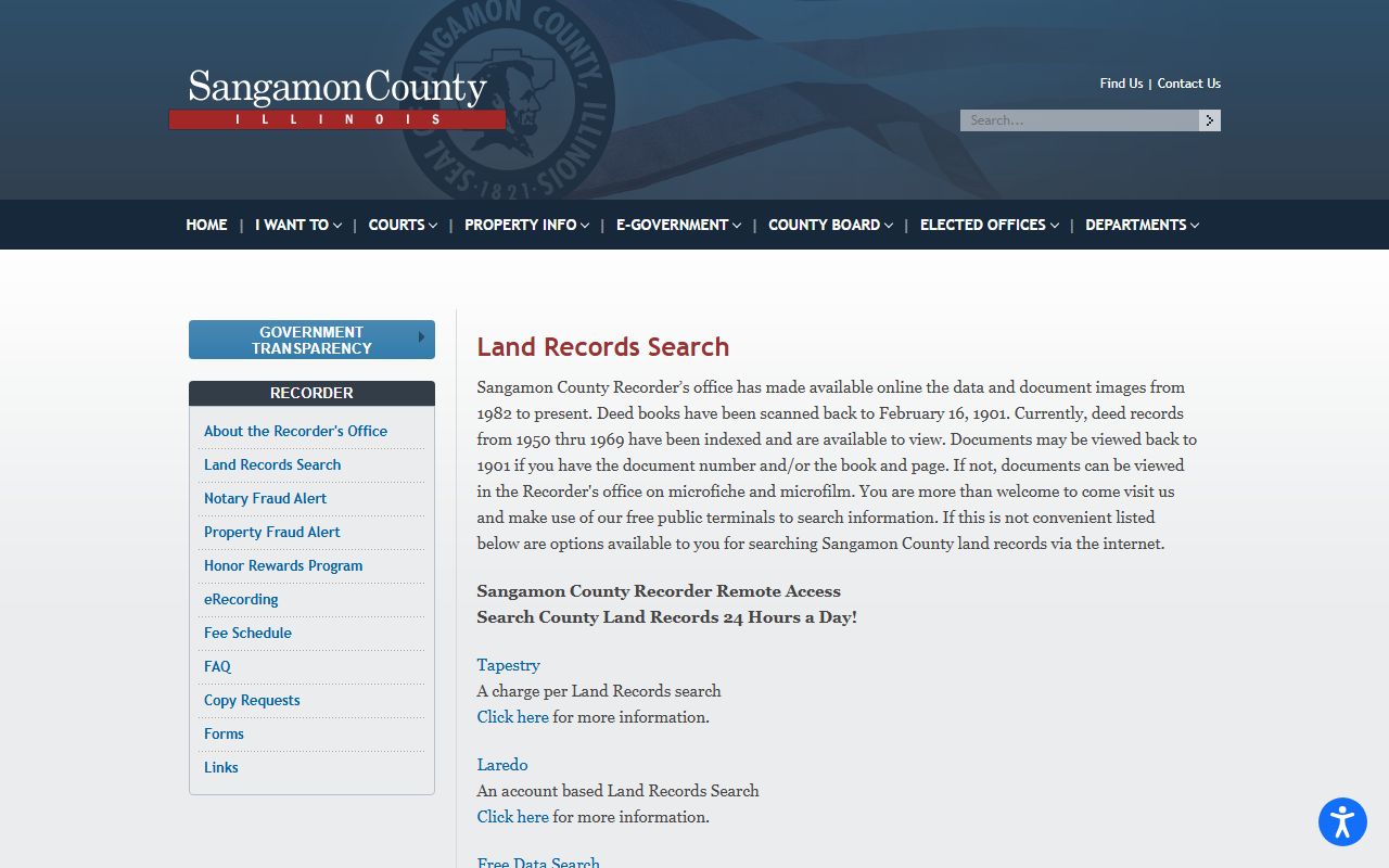 Sangamon County land records search portal